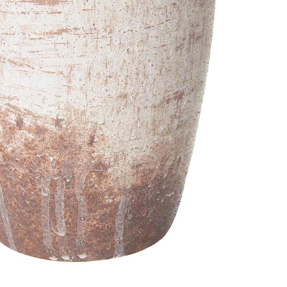 REDONDO 12" IVORY AND BROWN ARTISAN CERAMIC JUG VASE - Varnish & Vibe