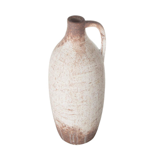 REDONDO 12" IVORY AND BROWN ARTISAN CERAMIC JUG VASE