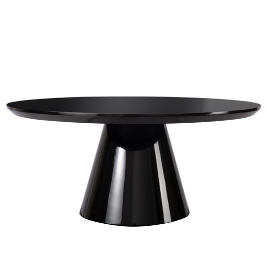 MALIBU 35" BLACK WOOD ROUND PEDESTAL COFFEE TABLE - Varnish & Vibe