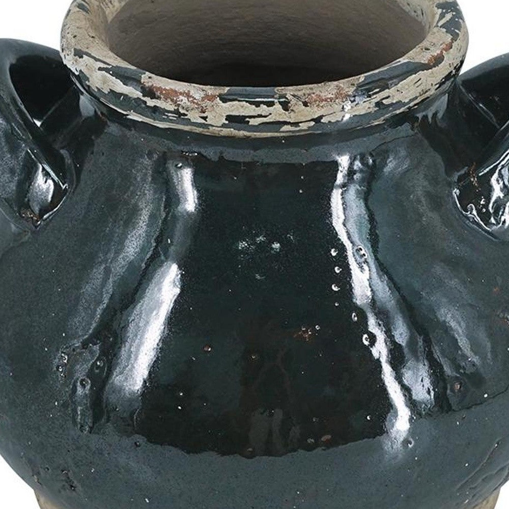 CALABASAS 7" DARK GREEN AND SAND TERRACOTTA ROUND JUG VASE - Varnish & Vibe