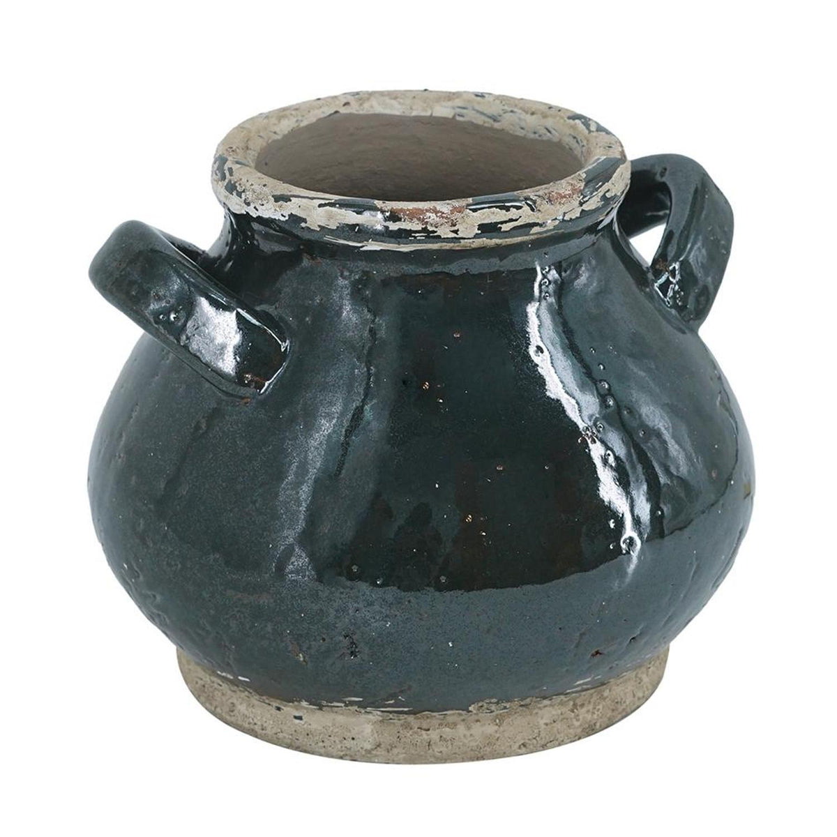 CALABASAS 7" DARK GREEN AND SAND TERRACOTTA ROUND JUG VASE - Varnish & Vibe