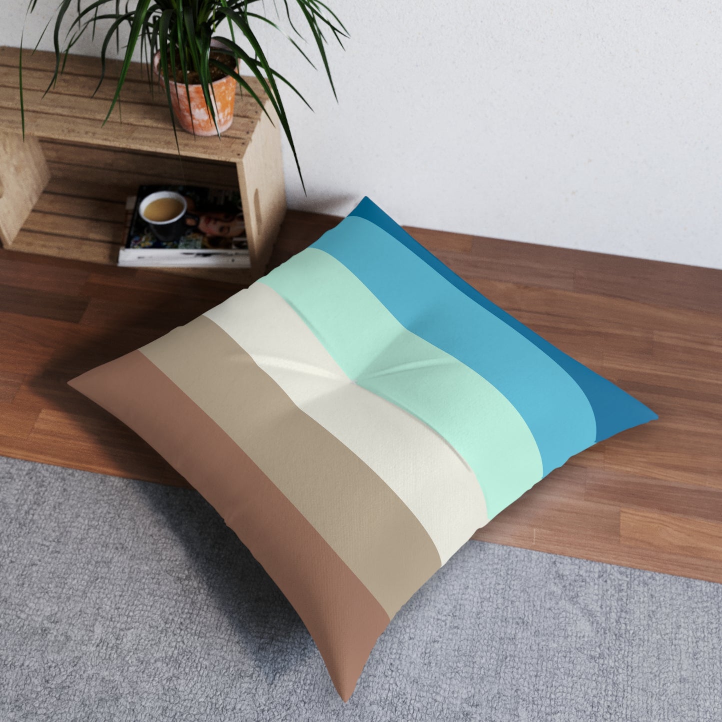 OCEAN STRIPED TUFTED FLOOR PILLOW