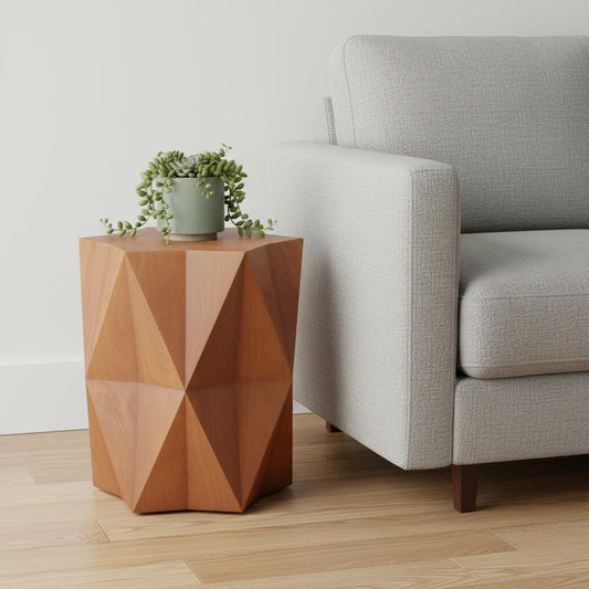 24" BROWN SOLID WOOD END TABLE - Varnish & Vibe