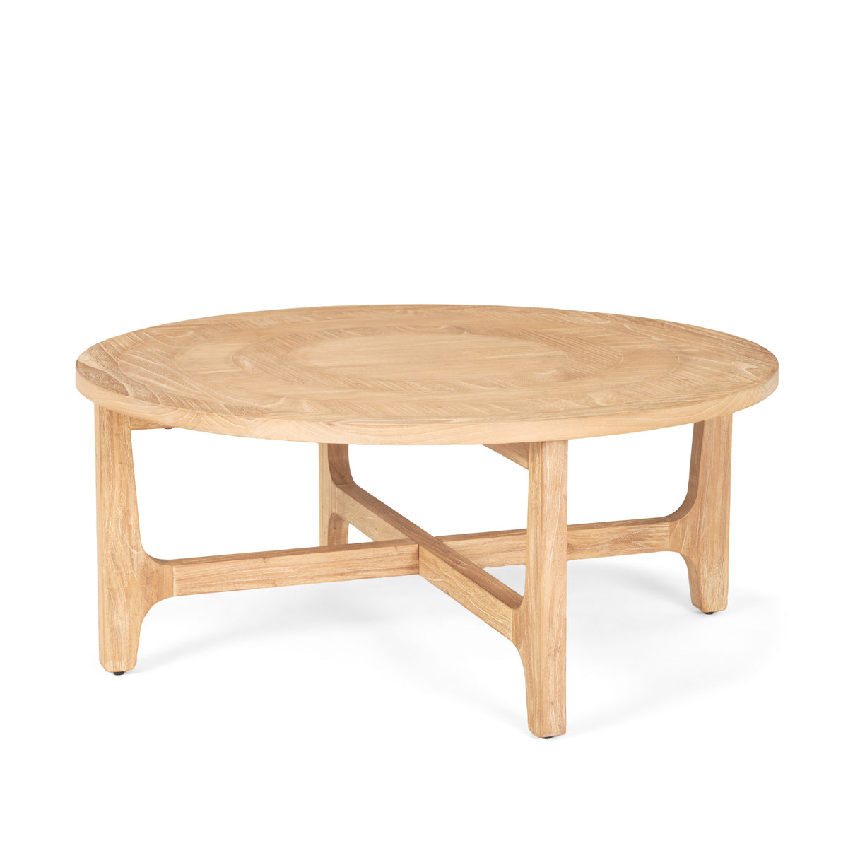 CALABASAS 39" NATURAL AND WHITE SOLID WOOD ROUND DISTRESSED COFFEE TABLE - Varnish & Vibe
