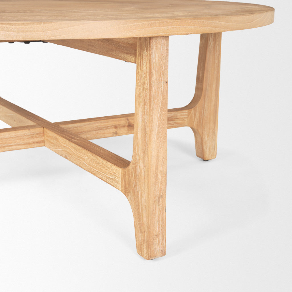 CALABASAS 39" NATURAL AND WHITE SOLID WOOD ROUND DISTRESSED COFFEE TABLE - Varnish & Vibe