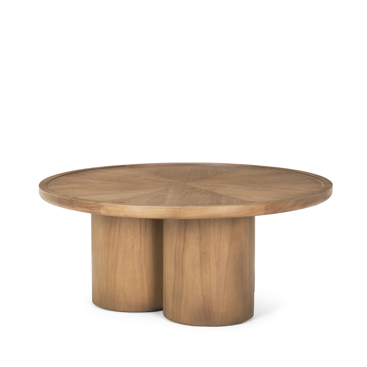 CALABASAS 39" NATURAL SOLID WOOD ROUND PEDESTAL COFFEE TABLE - Varnish & Vibe