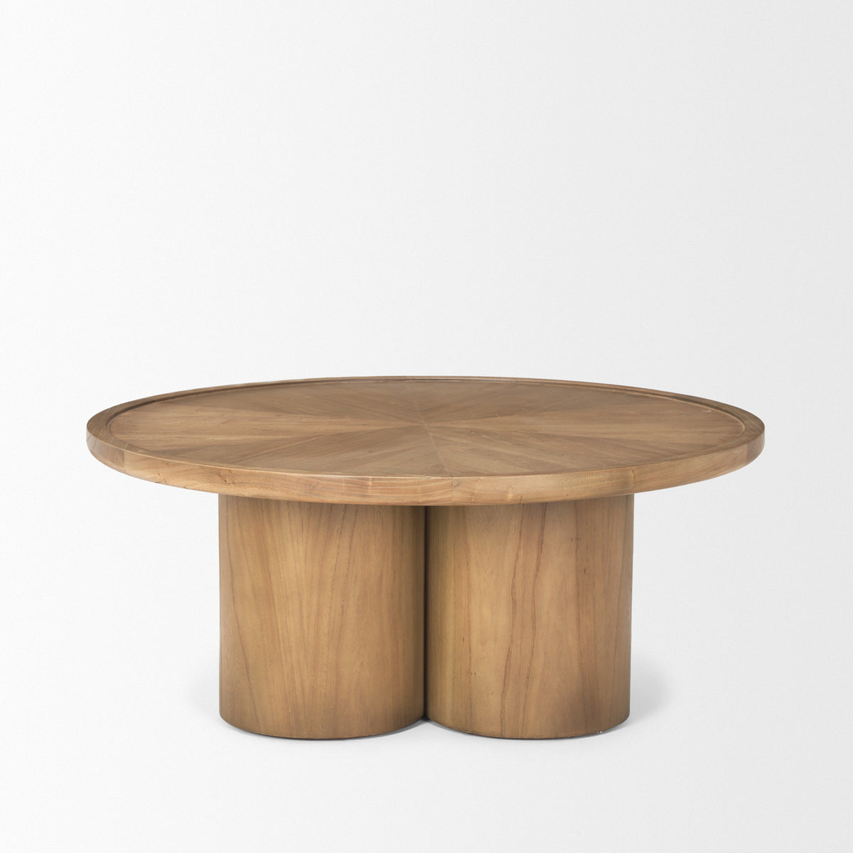CALABASAS 39" NATURAL SOLID WOOD ROUND PEDESTAL COFFEE TABLE - Varnish & Vibe