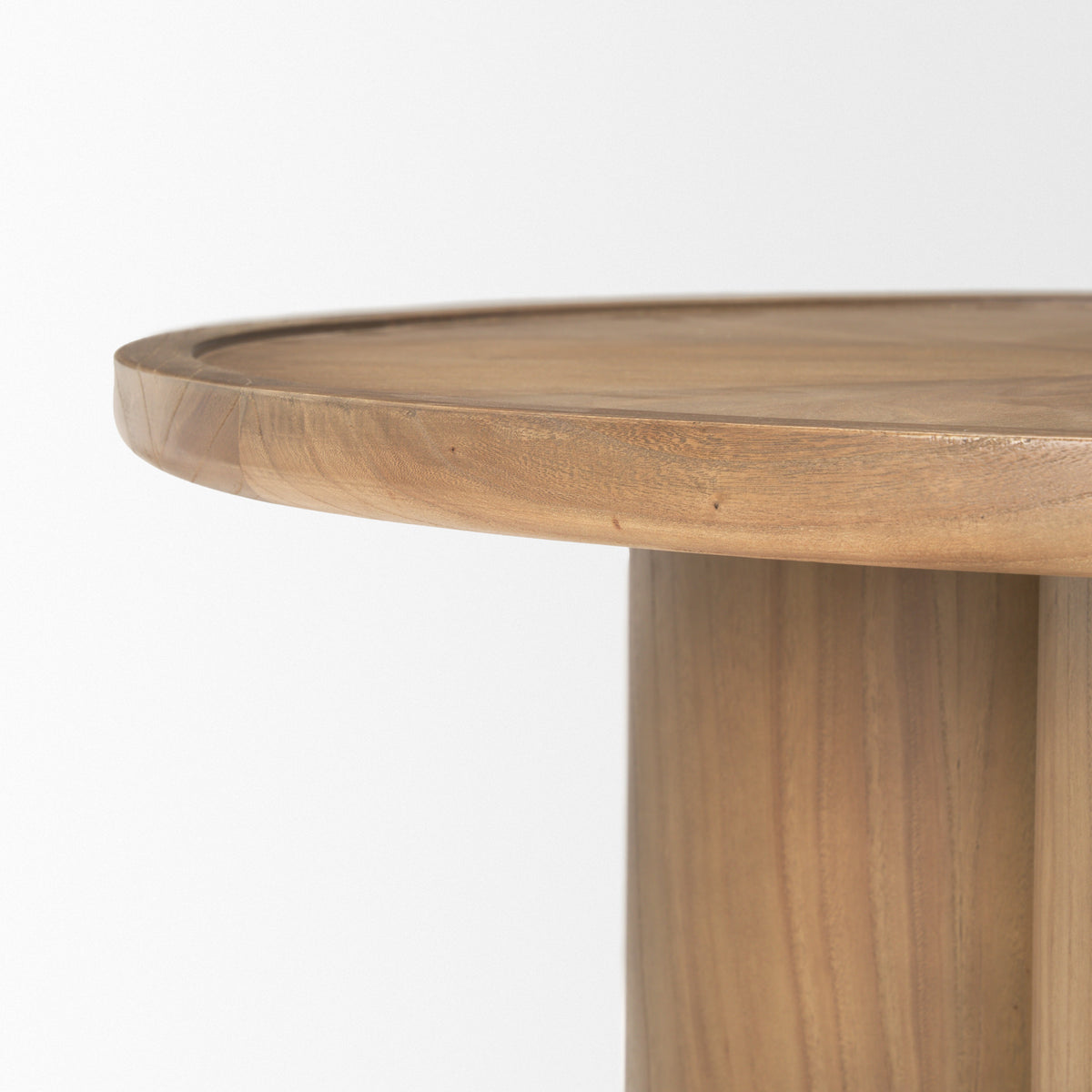 CALABASAS 39" NATURAL SOLID WOOD ROUND PEDESTAL COFFEE TABLE - Varnish & Vibe