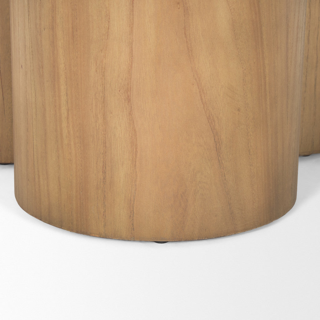 CALABASAS 39" NATURAL SOLID WOOD ROUND PEDESTAL COFFEE TABLE - Varnish & Vibe