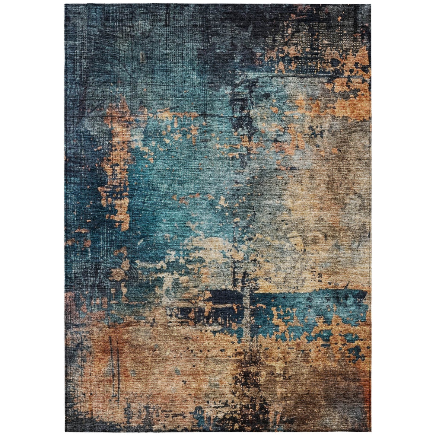 LAKEVIEW 9' x 12' BLUE BLACK COPPER ABSTRACT OUTDOOR RUG