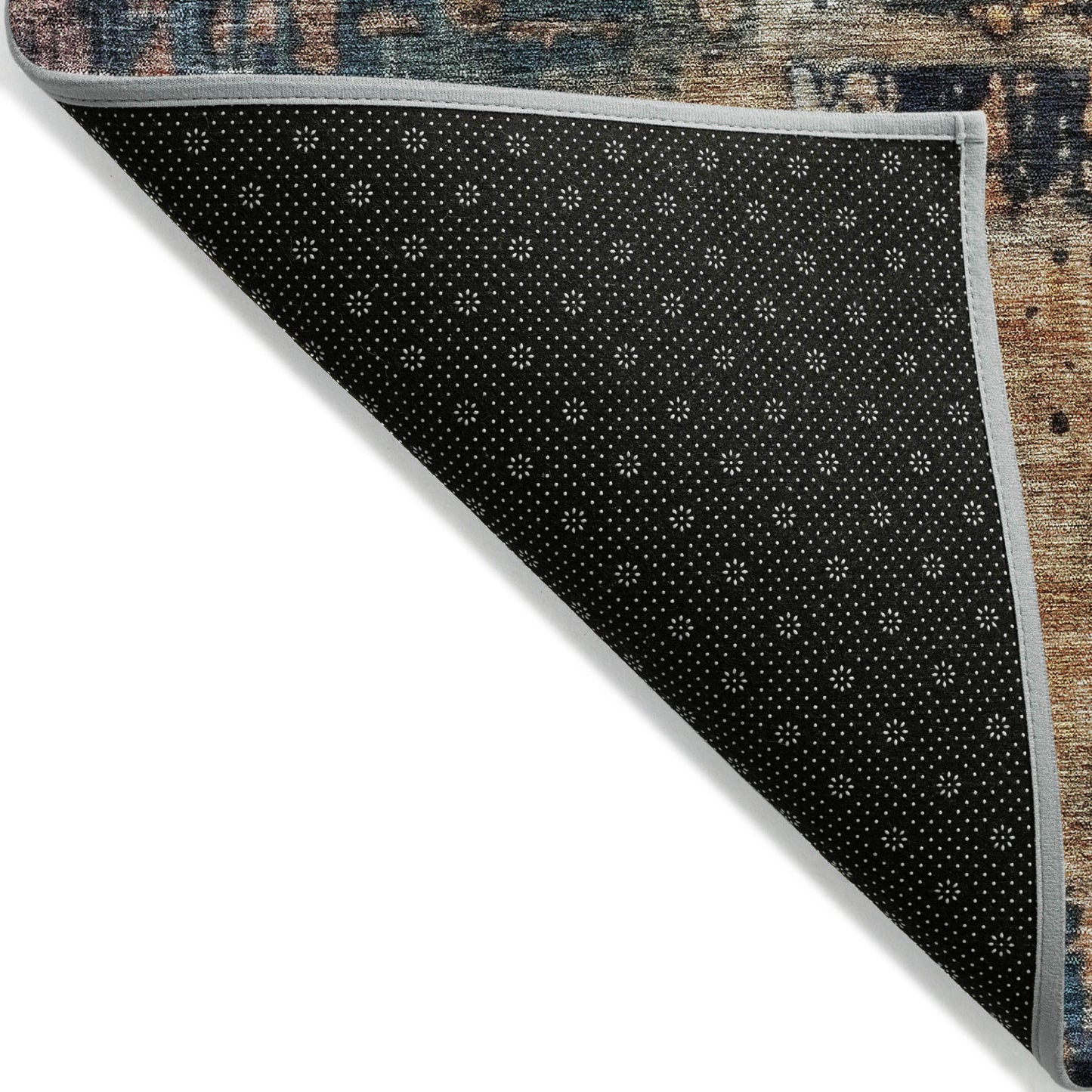 LAKEVIEW 9' x 12' BLUE BLACK COPPER ABSTRACT OUTDOOR RUG