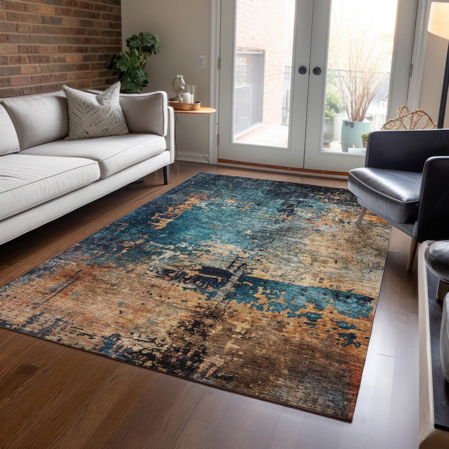 washable indoor outdoor area rug, indoor outdoor area rug, outdoor area rug, black copper abstract washable indoor, abstract washable indoor outdoor area