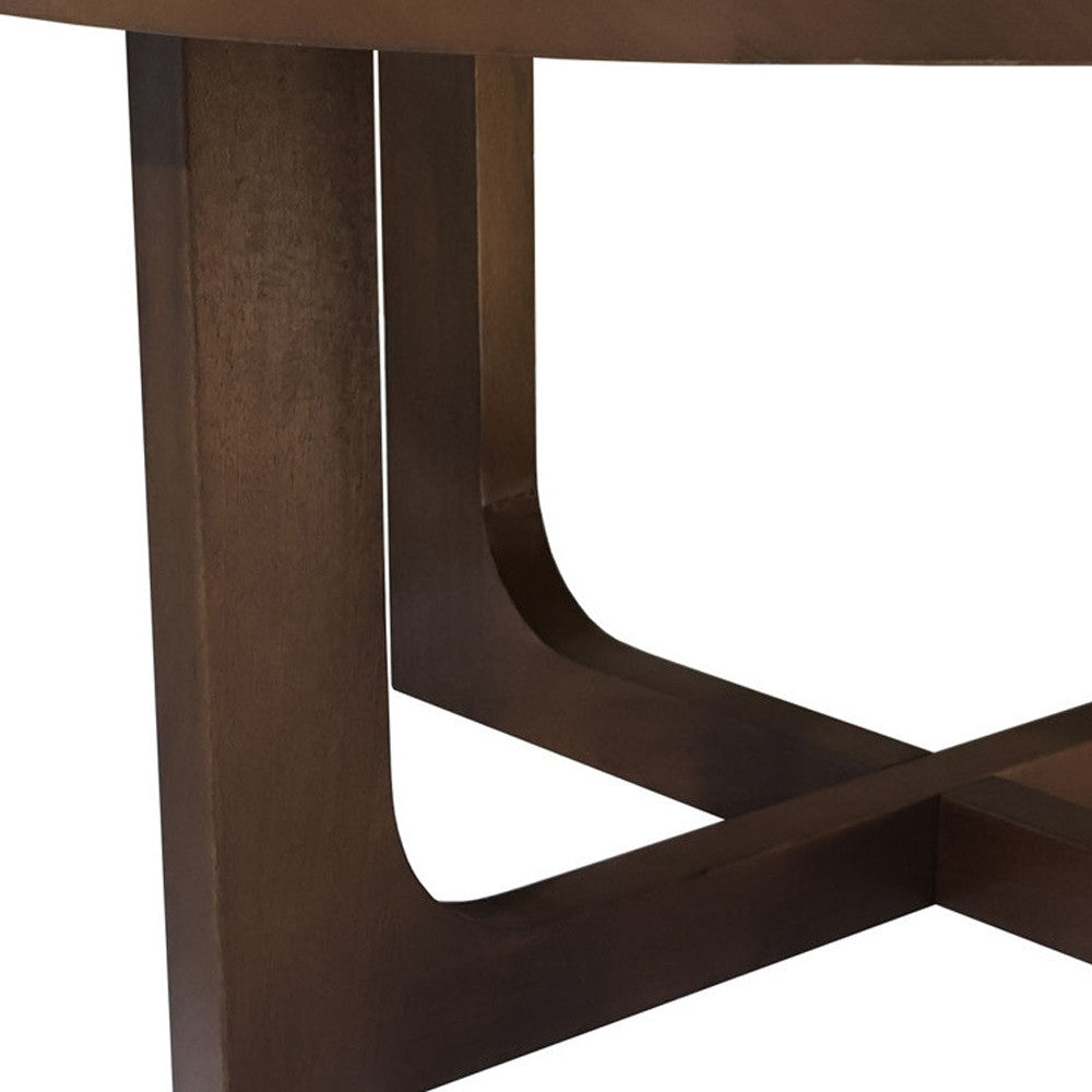 CALABASAS 36" BROWN SOLID WOOD ROUND CROSS LEGS COFFEE TABLE - Varnish & Vibe