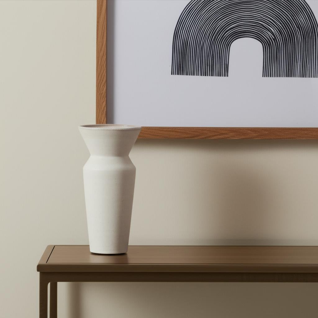 10" CREAM CERAMIC TABLE VASE - Varnish & Vibe