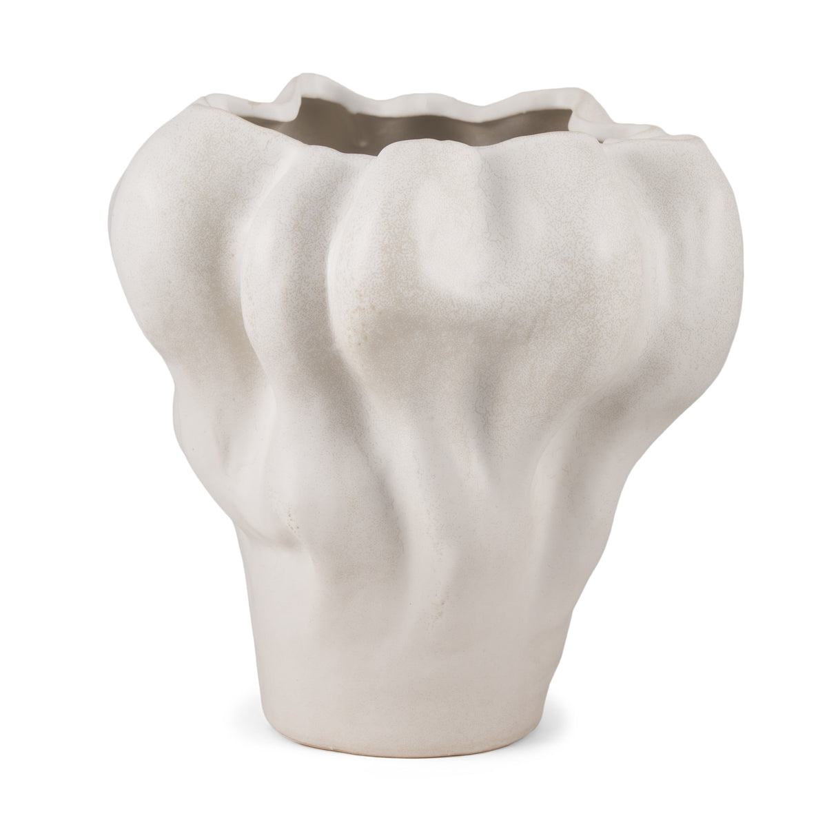 12" CREAM ABSTRACT SCULPTURAL CERAMIC TABLE VASE - Varnish & Vibe