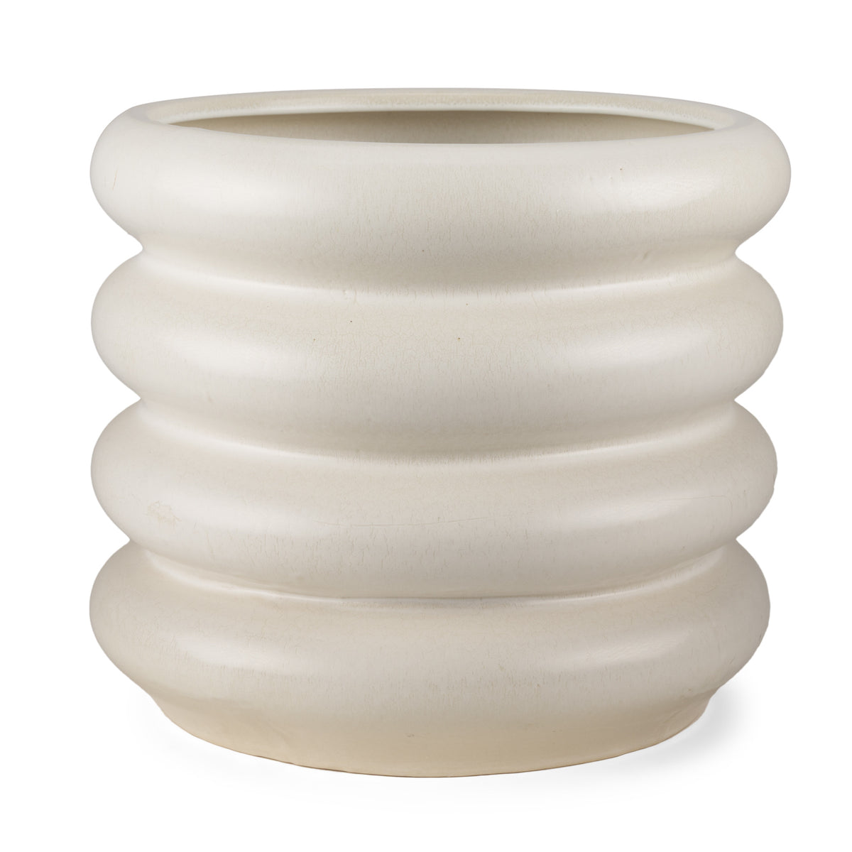 14" CREAM CYLINDER CERAMIC TABLE VASE - Varnish & Vibe