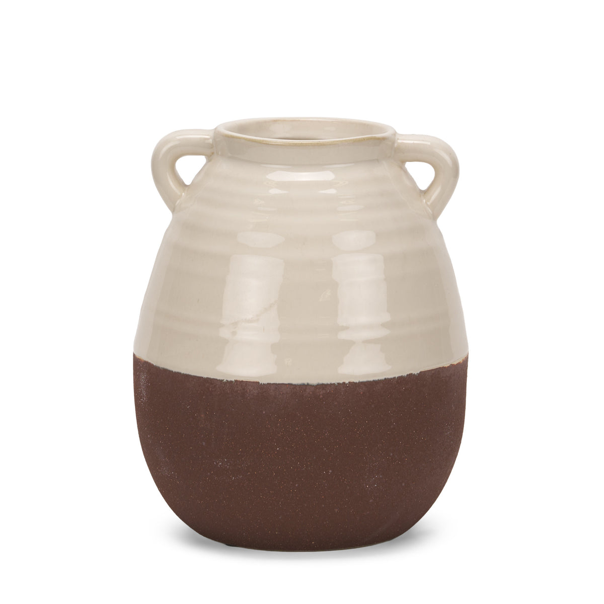 REDONDO 11" BROWN AND CREAM ARTISAN CERAMIC VASE - Varnish & Vibe