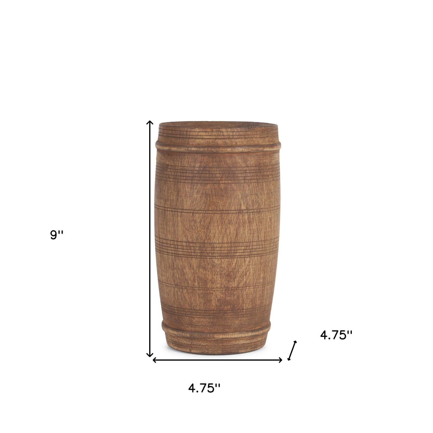 cylinder solid wood table vase, solid wood table vase, wood table vase, brown cylinder solid wood table, cylinder solid wood table