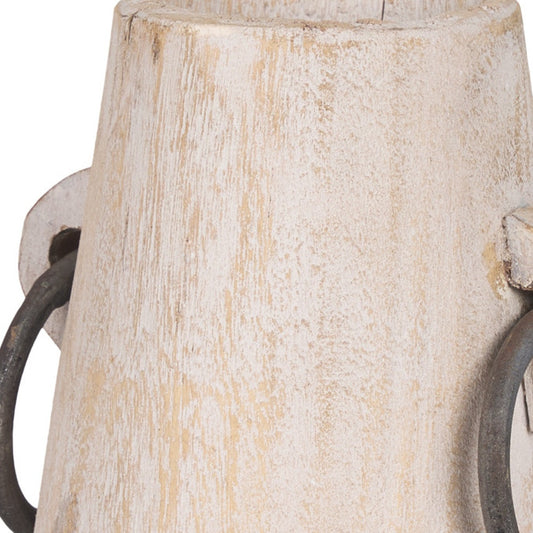 7" LIGHT BROWN SOLID WOOD CYLINDER JUG VASE