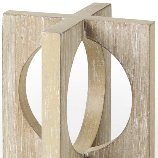 6" BROWN SOLID WOOD SQUARE TABLETOP SCULPTURE