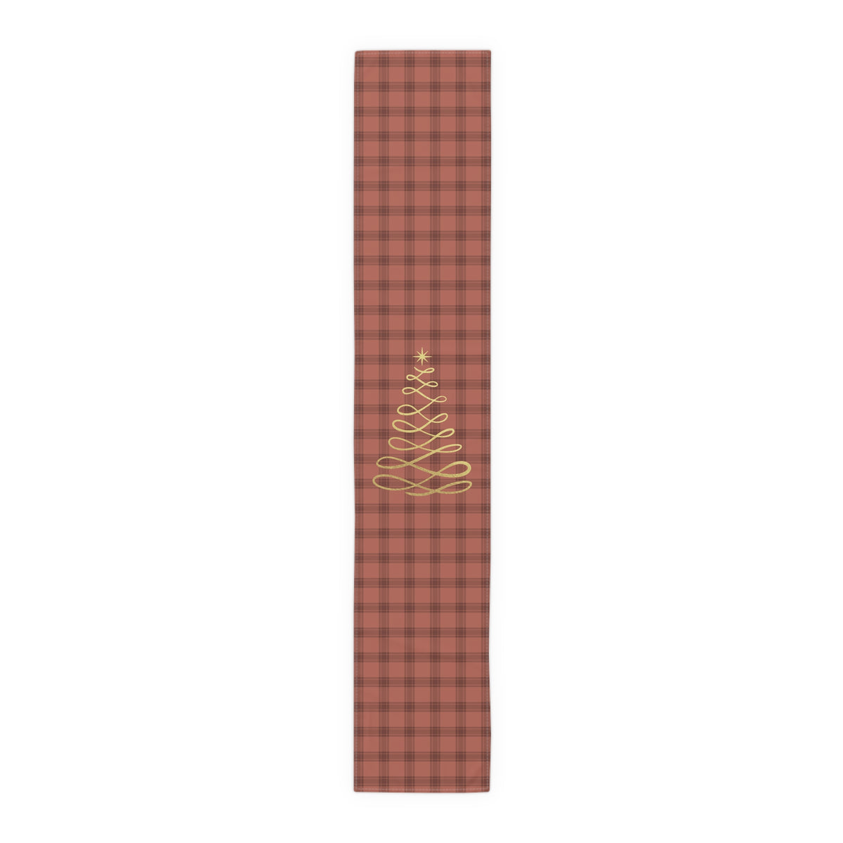 Red Tartan Christmas Tree Table Runner (Cotton, Poly) - Varnish & Vibe