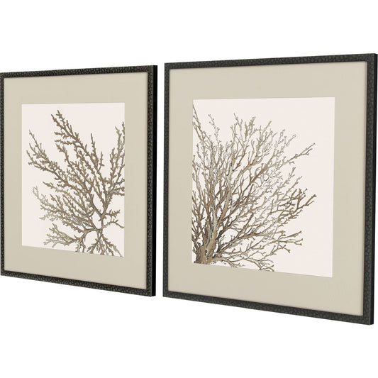 MALIBU SET OF TWO TAUPE CORAL BLACK FRAMED WALL ART - Varnish & Vibe