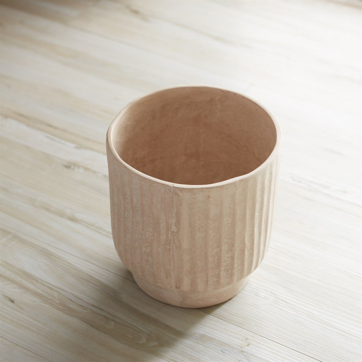 MALIBU 8" BEIGE RECYCLED PAPER TEXTURED LINES URN TABLE VASE - Varnish & Vibe
