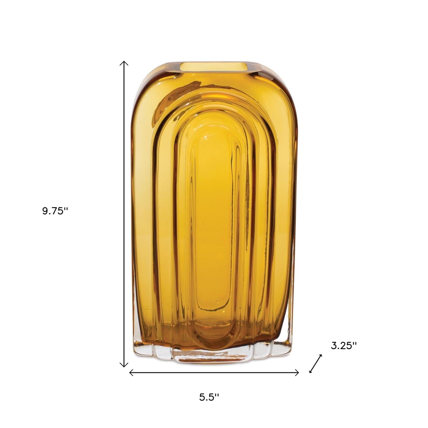 Palisades amber glass vase styled with measures