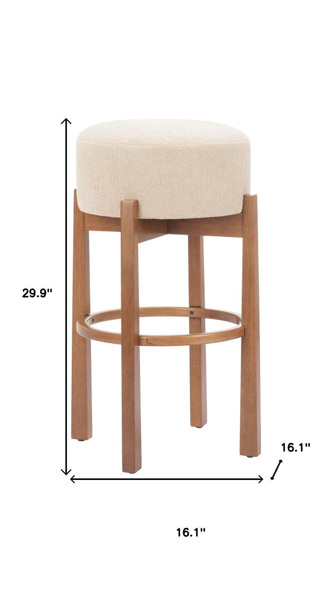 fabric wood backless bar chairs, set 30" beige fabric wood, set 30" beige fabric, 30" beige fabric wood backless, backless bar chairs