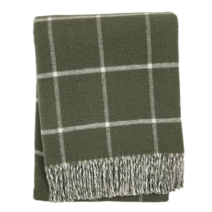 OLIVE GREEN TARTAN PLAID THROW BLANKET