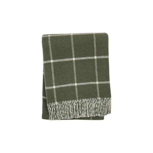 OLIVE GREEN TARTAN PLAID THROW BLANKET