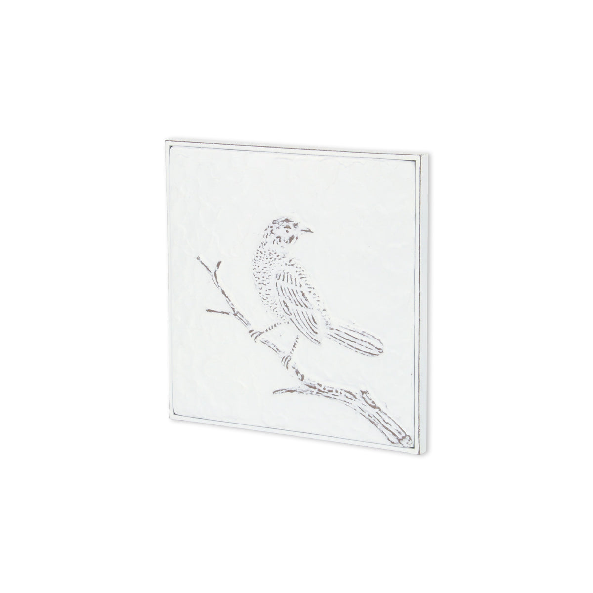 CALABASAS 10" X 10" WHITE BIRD METAL SQUARE HANGING WALL DECOR - Varnish & Vibe