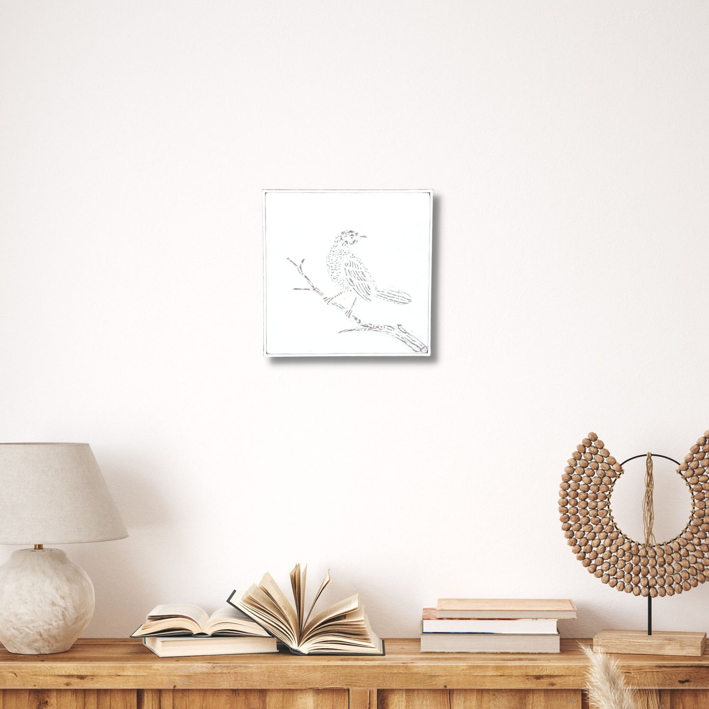 bird metal square framed art, white bird metal square framed, metal square framed art, 10" X 10" white bird metal square, bird metal square framed