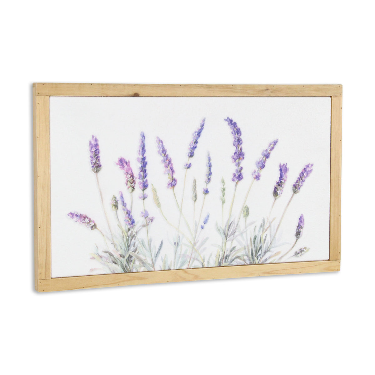 CALABASAS 16" X 26" NATURAL WHITE AND LAVENDER FLORAL WOOD FRAMED ART - Varnish & Vibe
