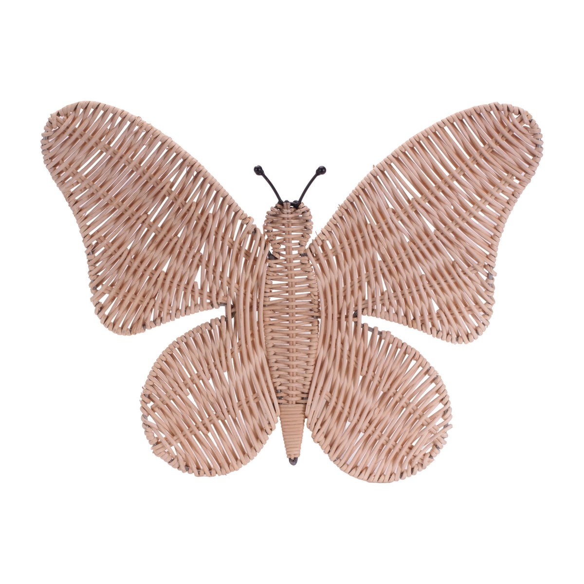 14" X 18" NATURAL BUTTERFLY RATTAN HANGING DIMENSIONAL SCULPTURE - Varnish & Vibe