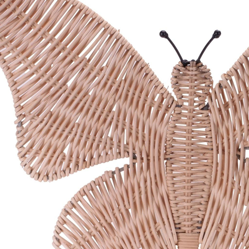 14" X 18" NATURAL BUTTERFLY RATTAN HANGING DIMENSIONAL SCULPTURE - Varnish & Vibe