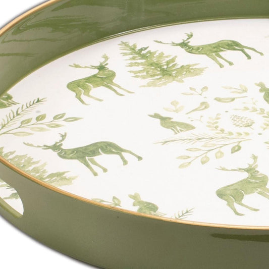 14" GREEN ROUND SERVING TRAY