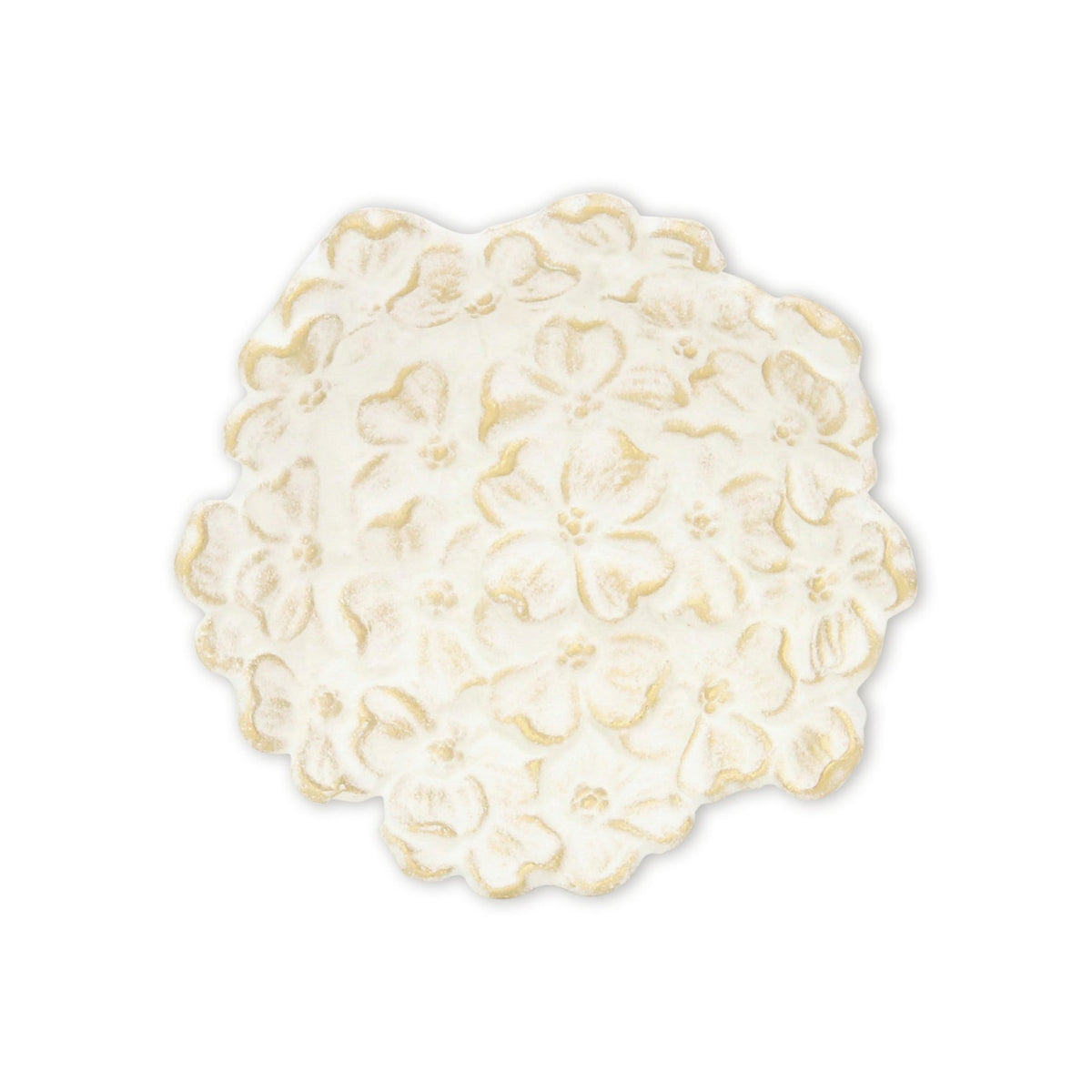 7" WHITE AND GOLD CAST IRON FLOWER ROUND TRINKET TRAY - Varnish & Vibe