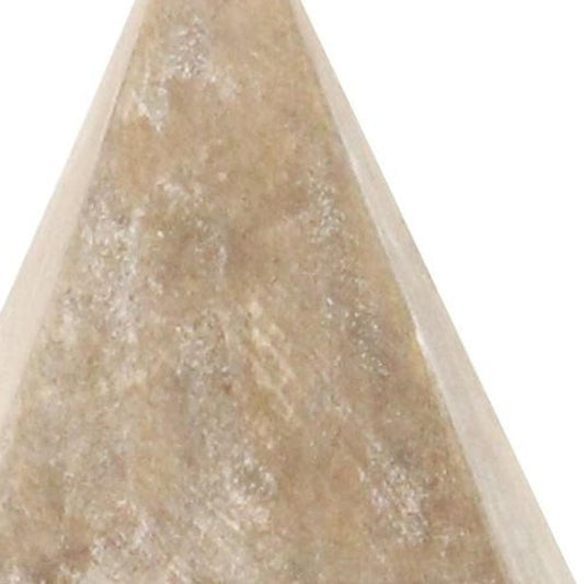 3" BROWN SOLID WOOD PYRAMID DECORATIVE SCULPTURE