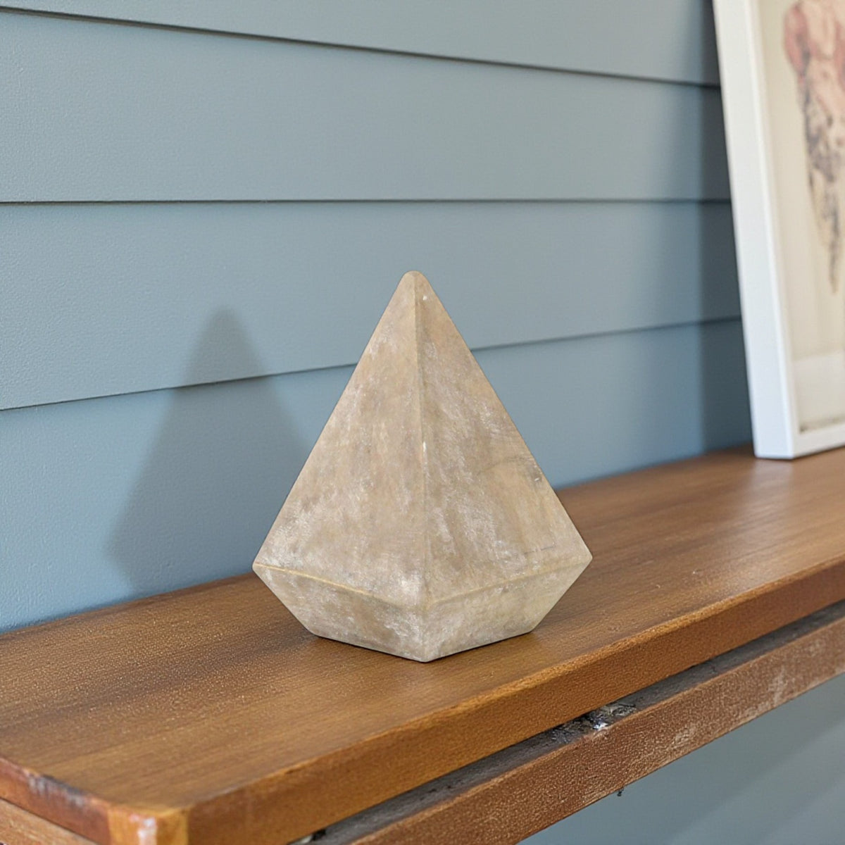 3" BROWN SOLID WOOD PYRAMID DECORATIVE SCULPTURE - Varnish & Vibe