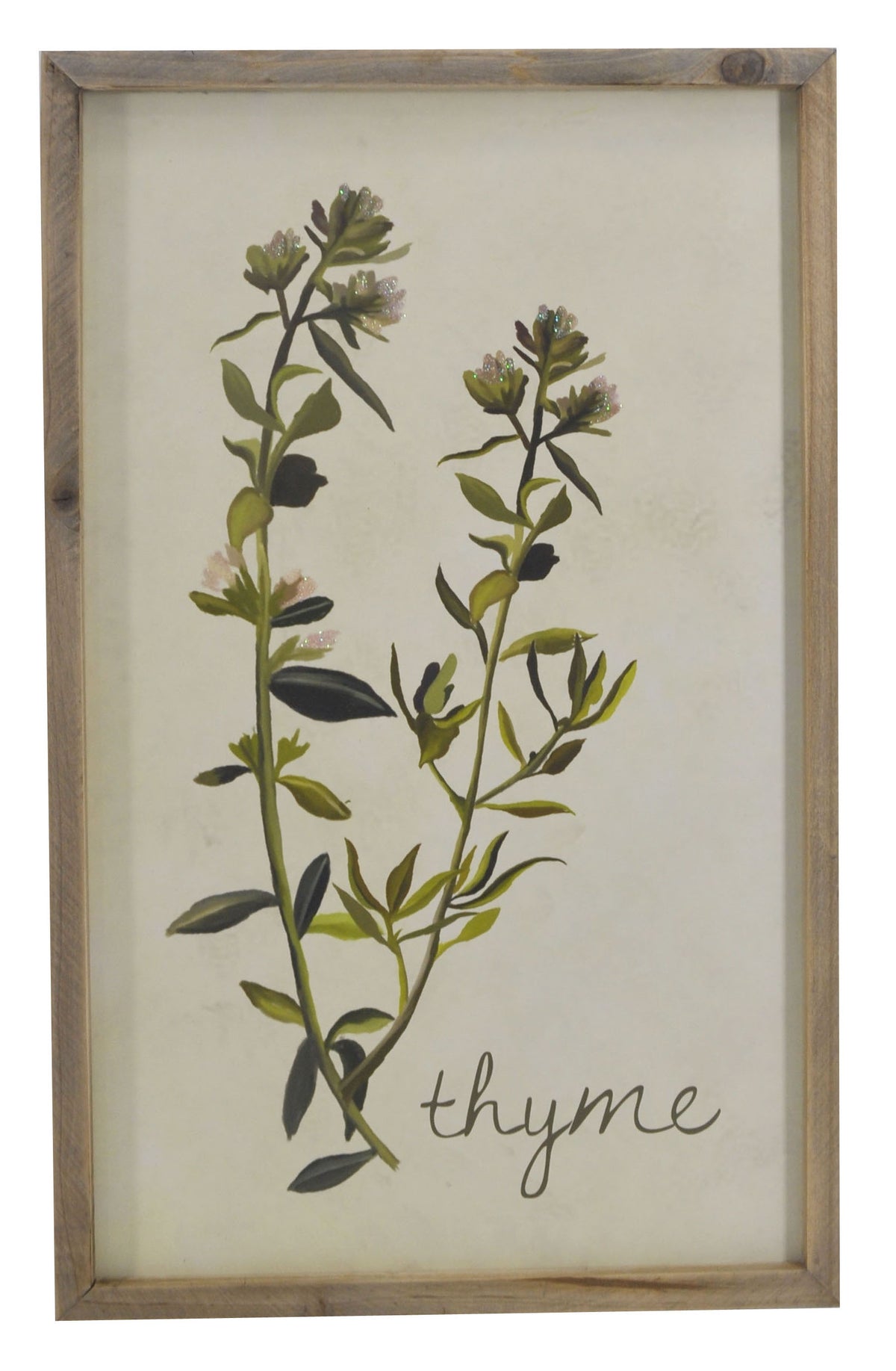 CALABASAS 19" X 12" GREEN AND WHITE THYME FLORAL WOOD WALL DECOR - Varnish & Vibe