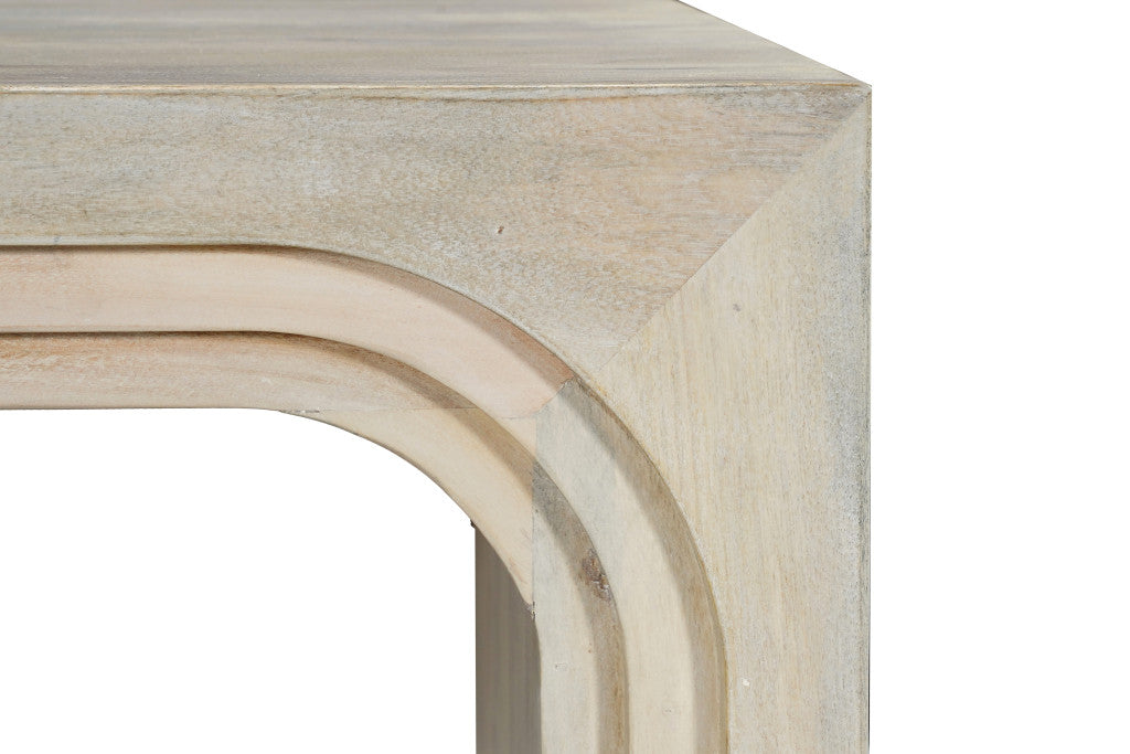 24" WHITE SOLID WOOD SQUARE SLED END TABLE
