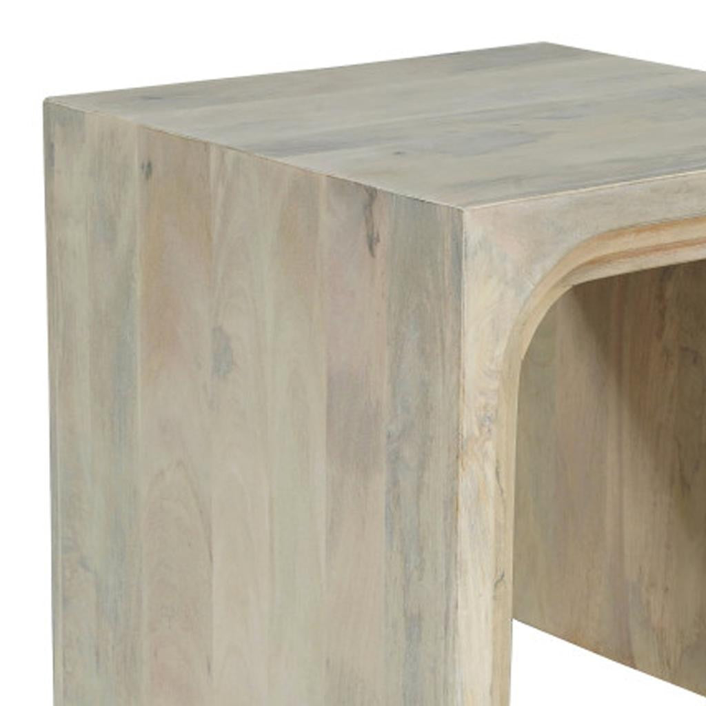 24" WHITE SOLID WOOD SQUARE SLED END TABLE