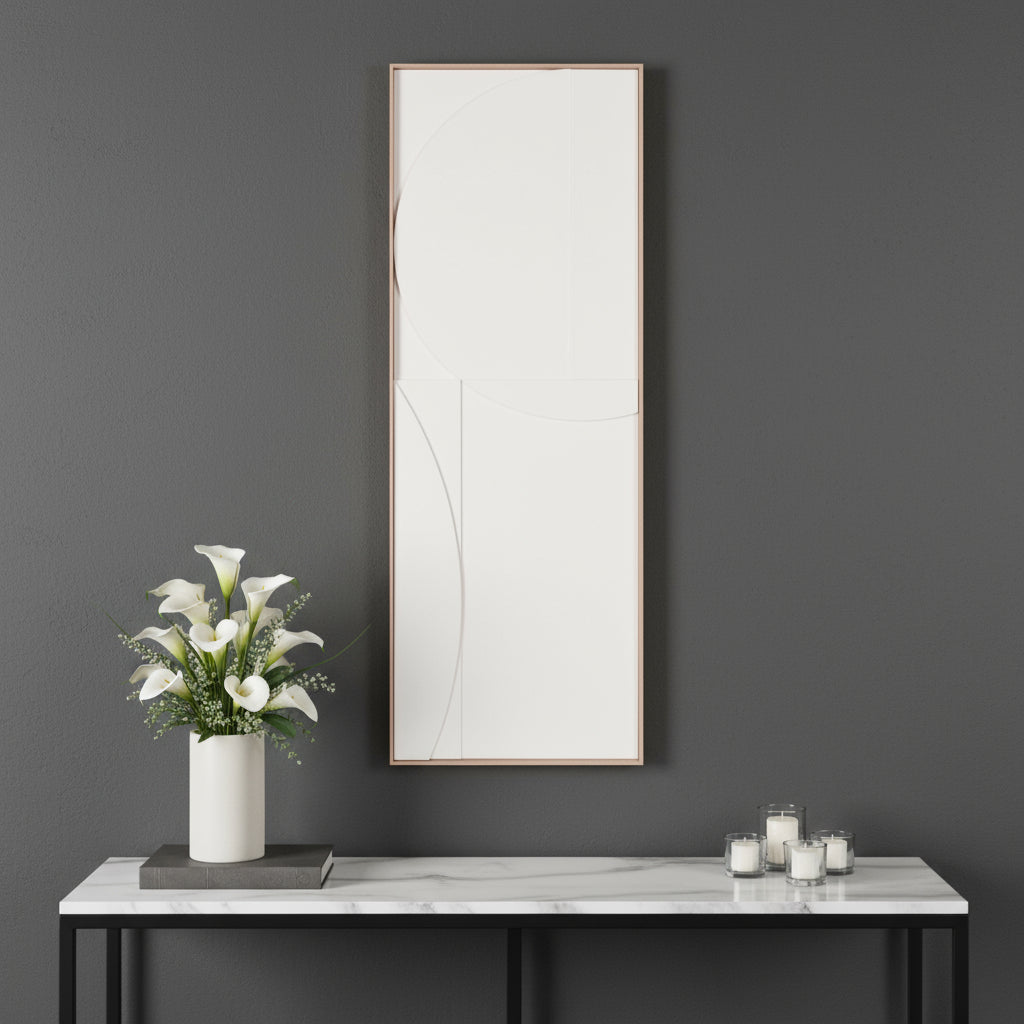 WHITE MINIMALIST GEO BROWN SHADOWBOX WALL ART - Varnish & Vibe