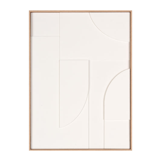 WHITE GEO MACHE BROWN SHADOWBOX WALL ART