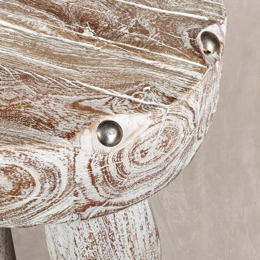 CALABASAS 19" WHITE SOLID WOOD ROUND END TABLE - Varnish & Vibe