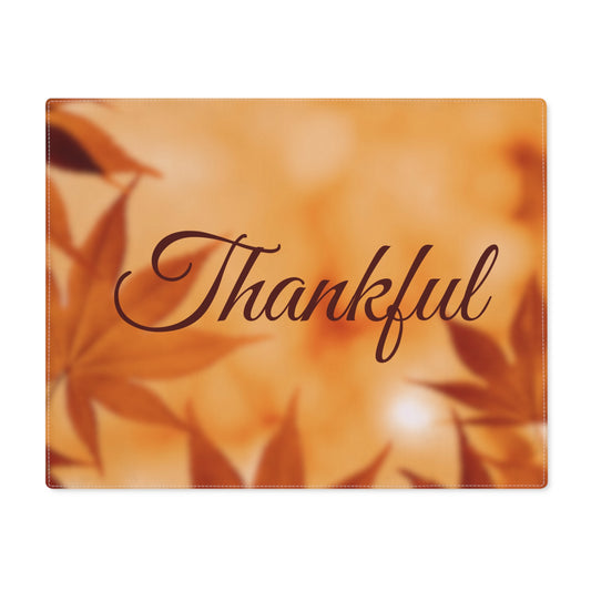 Thankful Script Thanksgiving Fall Leaves Placemat