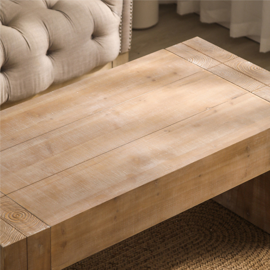 49" NATURAL WOOD CHUNKY RECTANGULAR COFFEE TABLE - Varnish & Vibe