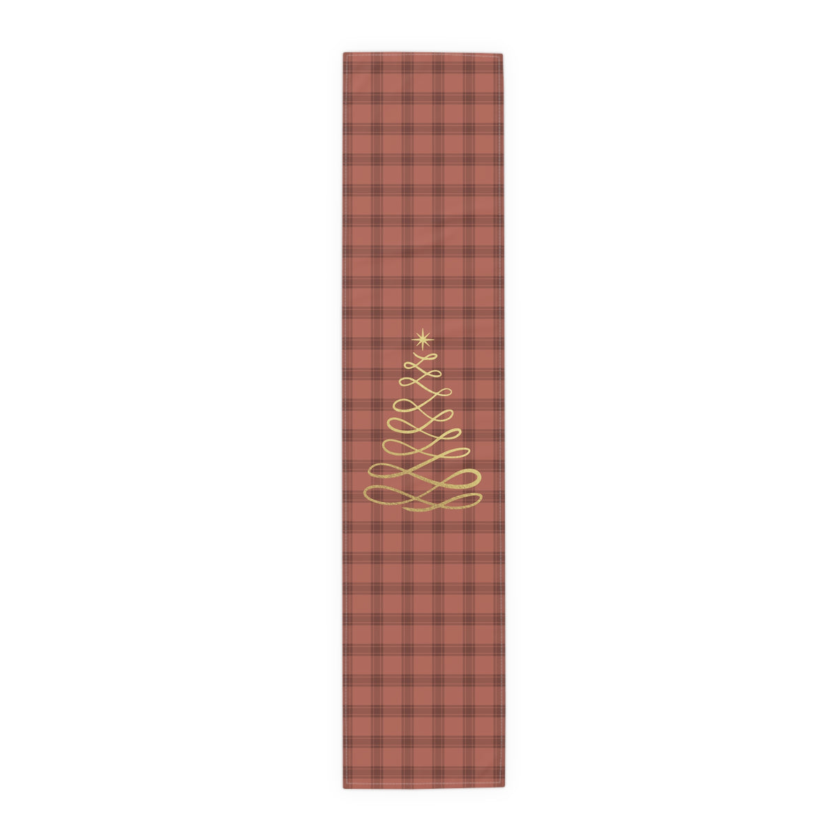 Red Tartan Christmas Tree Table Runner (Cotton, Poly) - Varnish & Vibe