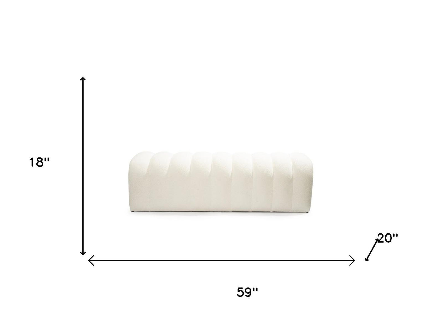 59" white boucle upholstered bench, white boucle upholstered bench, boucle upholstered bench, 59" white boucle upholstered, white boucle upholstered